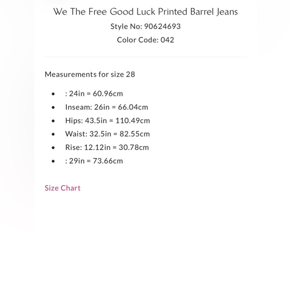 We the Free Good Luck Printed Barrel Jeans 28 NWT - Picture 5 of 5